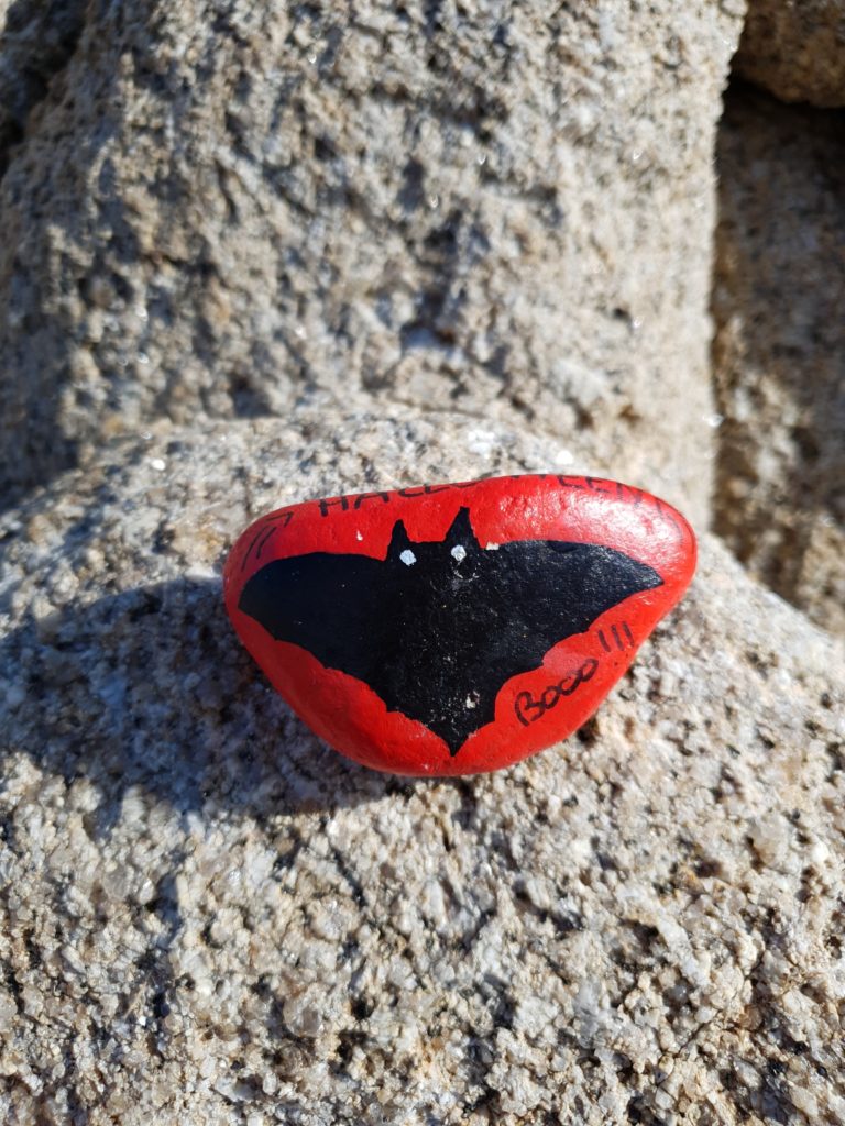 Le galet voyageur peint "Super Chauve-souris Batman" #2021-4